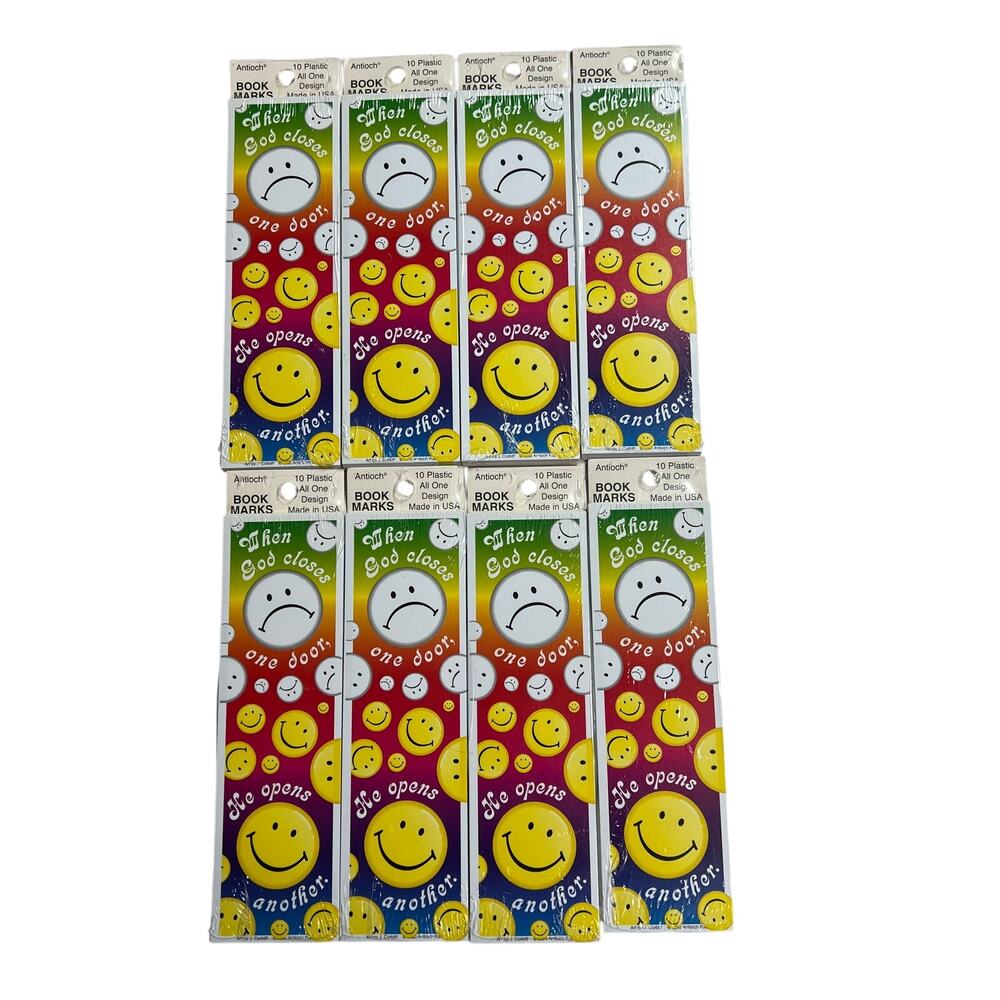 ANTIOCH Bookmarks Inspirational When God Closes One Door Smiley Design Lot 8